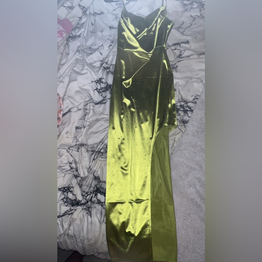 Homecoming Satin Slit Slip Maxi Dress